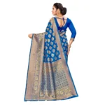 Generic Women's Banarasi silk Saree with Blouse (Blue, 5-6mtr) - Image 2