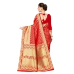 Generic Women's Banarasi silk Saree with Blouse (Red, 5-6mtr) - Image 2