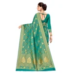 Generic Women's Banarasi silk Saree with Blouse (Green, 5-6mtr) - Image 2