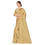 Generic Women's Banarasi Silk Saree (Cream, 5-6mtrs) - Image 3