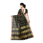 Generic Women's Kota Doria Cotton Saree With Blouse (Black,6-3 Mtrs) - Image 4
