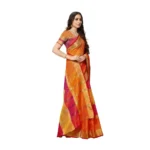 Generic Women's Kota Doria Cotton Saree With Blouse (Orange,6-3 Mtrs) - Image 3