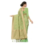 Generic Women's Banarasi (Spun Cotton) Saree (Pista Green,5-6 Mtrs) - Image 2