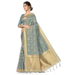 Generic Women's Banarasi (Spun Cotton) Saree (Grey,5-6 Mtrs) - Image 3