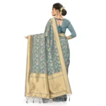 Generic Women's Banarasi (Spun Cotton) Saree (Grey,5-6 Mtrs) - Image 2