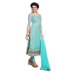 Generic Women's Chanderi Unstitched Salwar Suit-Material With Dupatta (Light Sea Green,2.3 Mtrs) - Image 3