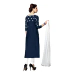 Generic Women's Cotton Unstitched Salwar Suit-Material With Dupatta (Navy Blue,2.2 Mtrs) - Image 2