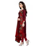 Generic Women's Cotton Unstitched Salwar Suit-Material With Dupatta (Dark Maroon,2.3 Mtrs) - Image 4