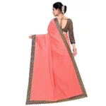 Generic Women's Chanderi Cotton Lace Border Saree With Blouse (Peach, 5-6 Mtrs) - Image 3