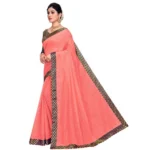 Generic Women's Chanderi Cotton Lace Border Saree With Blouse (Peach, 5-6 Mtrs) - Image 4