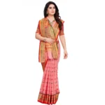 Generic Women's Kota Doria Cotton Woven Butta Saree With Blouse (Pink, 5-6 Mtrs) - Image 4