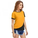 Generic Women's Polyester, Knitting Western Wear T-Shirt (Yellow) - Image 3