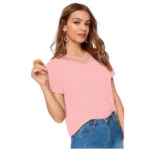 Generic Women's Polyester, Knitting Western Wear T-Shirt (Peach) - Image 3