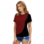 Generic Women's Polyester, Knitting Western Wear T-Shirt (Maroon) - Image 4