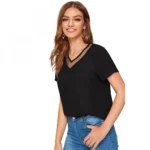 Generic Women's Polyester, Knitting Western Wear T-Shirt (Black) - Image 3