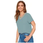 Generic Women's Polyester, Knitting Western Wear T-Shirt (Pista) - Image 4