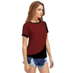 Generic Women's Polyester, Knitting Western Wear T-Shirt (Maroon) - Image 3