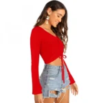 Generic Women's 95% Polyester 5% Spandex Western Wear Tops (Red) - Image 3