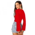 Generic Women's 95% Polyester 5% Spandex Western Wear Tops (Red) - Image 2