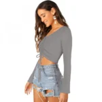 Generic Women's 95% Polyester 5% Spandex Western Wear Tops (Grey) - Image 5