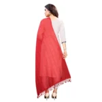 Generic Women's Cotton Silk Strips Printed Dupatta (Red, Length:2-2.4 mtr) - Image 3