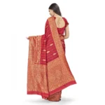 Generic Women's Banarasi Silk Saree With Blouse (Peach, 5-6Mtrs) - Image 3