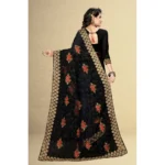 Generic Women's Net Saree With Blouse (Black, 5-6Mtrs) - Image 2