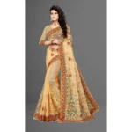 Generic Women's Net Saree With Blouse (Chiku, 5-6Mtrs) - Image 4