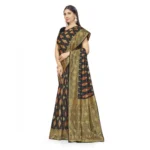 Generic Women's Banarasi Silk Saree With Blouse (Black, 5-6Mtrs) - Image 2