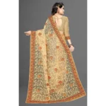 Generic Women's Net Saree With Blouse (Chiku, 5-6Mtrs) - Image 3