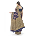 Generic Women's Banarasi Silk Saree With Blouse (Navy Blue, 5-6Mtrs) - Image 3
