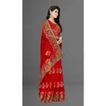 Generic Women's Net Saree With Blouse (Red, 5-6Mtrs) - Image 3