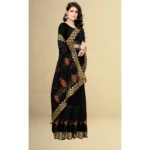 Generic Women's Net Saree With Blouse (Black, 5-6Mtrs) - Image 3