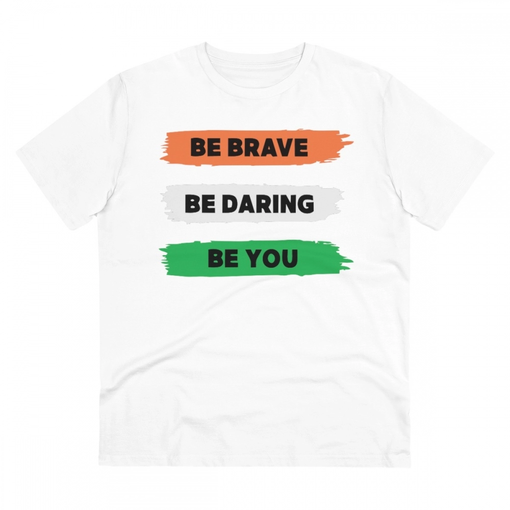 52055015737_48ae4a13ee_o_d-1000x1000-1.webp Generic Men's PC Cotton Be Brave Be You Printed T Shirt (Color: White, Thread Count: 180GSM) - Image 1