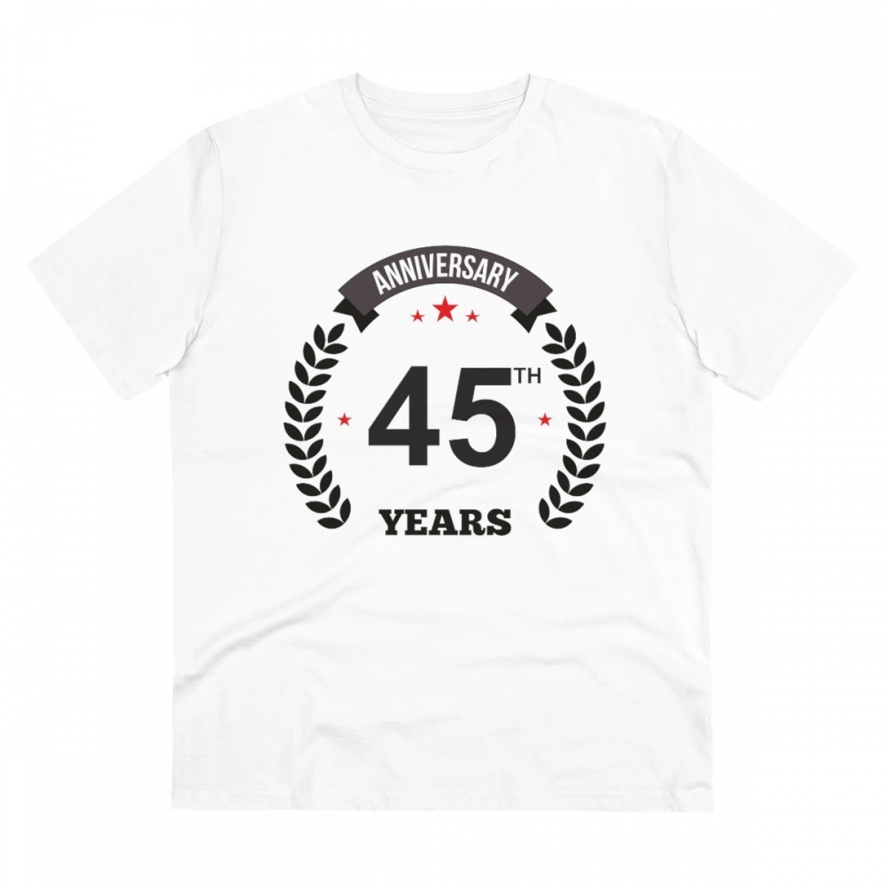 52056515460_d1325b9bc0_o_d-1000x1000-1.webp Generic Men's PC Cotton 45th Anniversary Printed T Shirt (Color: White, Thread Count: 180GSM) - Image 1