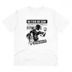 Generic Men's PC Cotton Gym No Pain No Gain Never Give Up Printed T Shirt (Color: White, Thread Count: 180GSM)