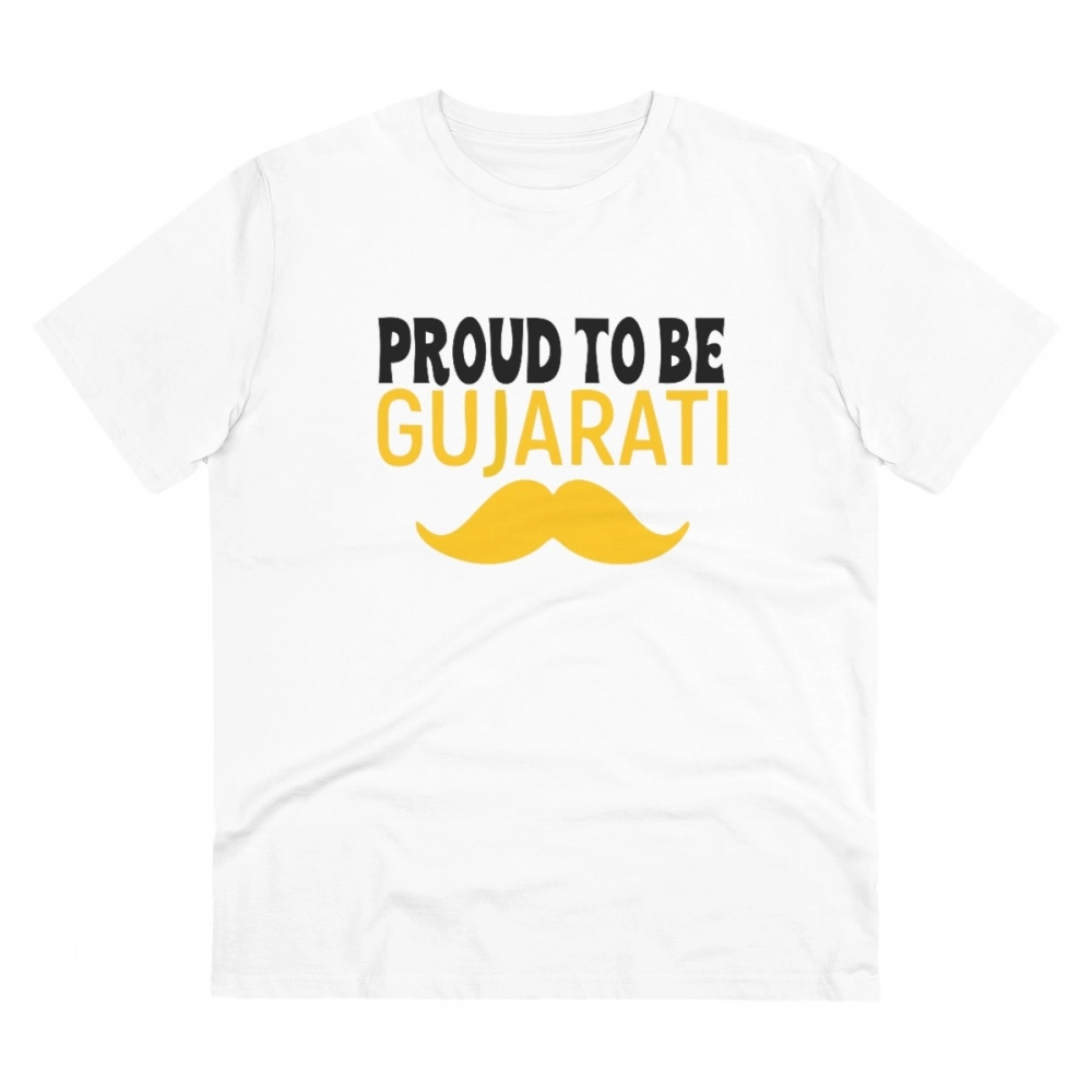 52059805377_2af2b90059_o_d-1000x1000-1.webp Generic Men's PC Cotton Proud To Be Gujarati Printed T Shirt (Color: White, Thread Count: 180GSM) - Image 1