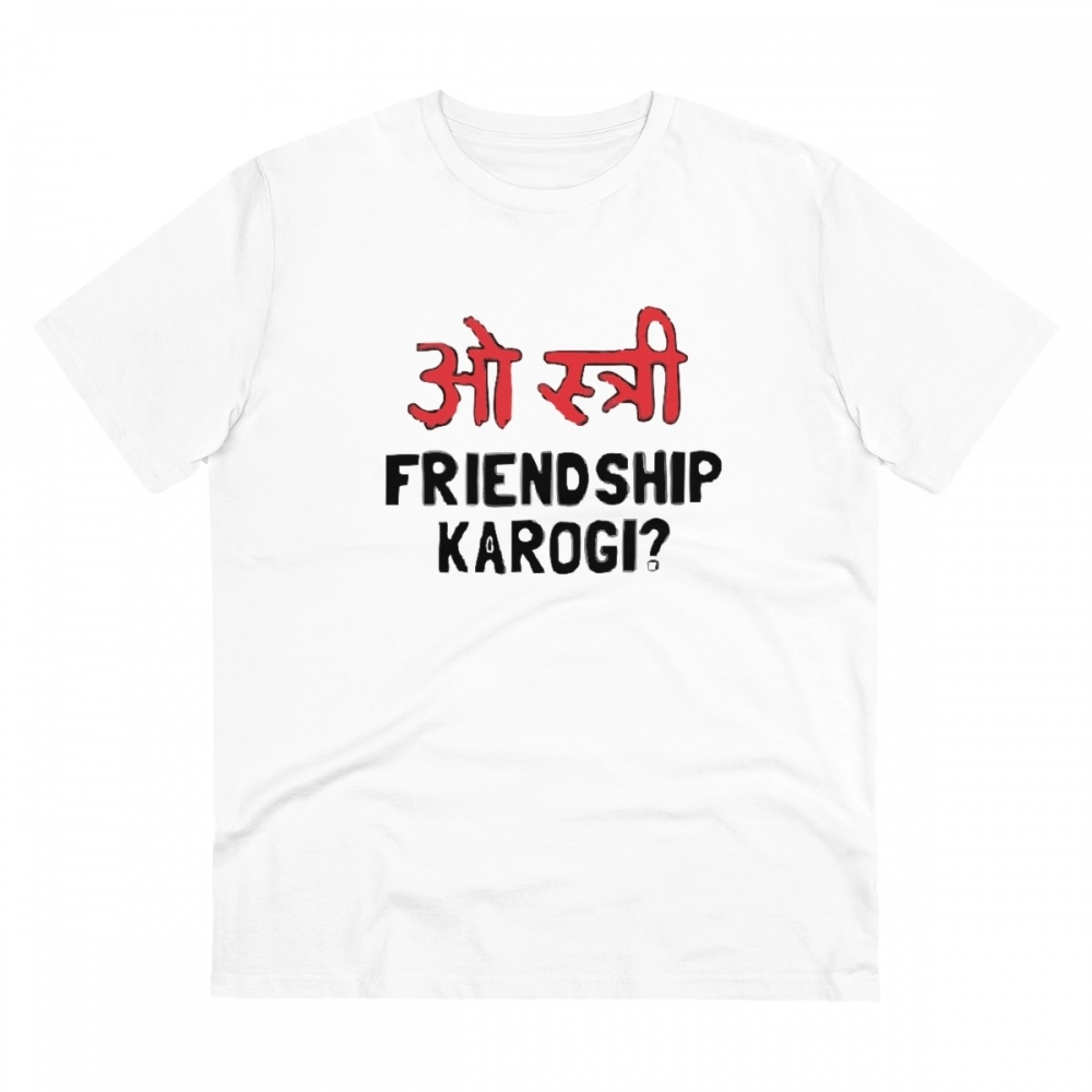 52059817252_b8698943ba_o_d-1000x1000-1.webp Generic Men's PC Cotton Oo Shtree Friendship Karogi Kya Printed T Shirt (Color: White, Thread Count: 180GSM) - Image 1