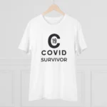 Generic Men's PC Cotton Covid 19 Survivor Printed T Shirt (Color: White, Thread Count: 180GSM) - Image 3