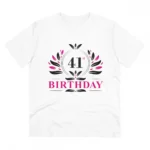 Generic Men's PC Cotton 41st Birthday Printed T Shirt (Color: White, Thread Count: 180GSM)
