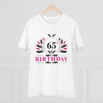 Generic Men's PC Cotton 65th Birthday Printed T Shirt (Color: White, Thread Count: 180GSM) - Image 3