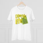Generic Men's PC Cotton Enjoying Life Printed T Shirt (Color: White, Thread Count: 180GSM) - Image 3