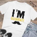 Generic Men's PC Cotton I Am Gujarati Printed T Shirt (Color: White, Thread Count: 180GSM) - Image 4