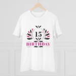 Generic Men's PC Cotton 15th Birthday Printed T Shirt (Color: White, Thread Count: 180GSM) - Image 3