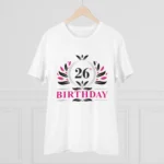 Generic Men's PC Cotton 26th Birthday Printed T Shirt (Color: White, Thread Count: 180GSM) - Image 3