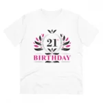 Generic Men's PC Cotton 21st Birthday Printed T Shirt (Color: White, Thread Count: 180GSM)