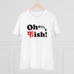 Generic Men's PC Cotton Oh Fish Printed T Shirt (Color: White, Thread Count: 180GSM) - Image 3