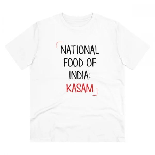 Generic Men's PC Cotton India Kasam Printed T Shirt (Color: White, Thread Count: 180GSM)