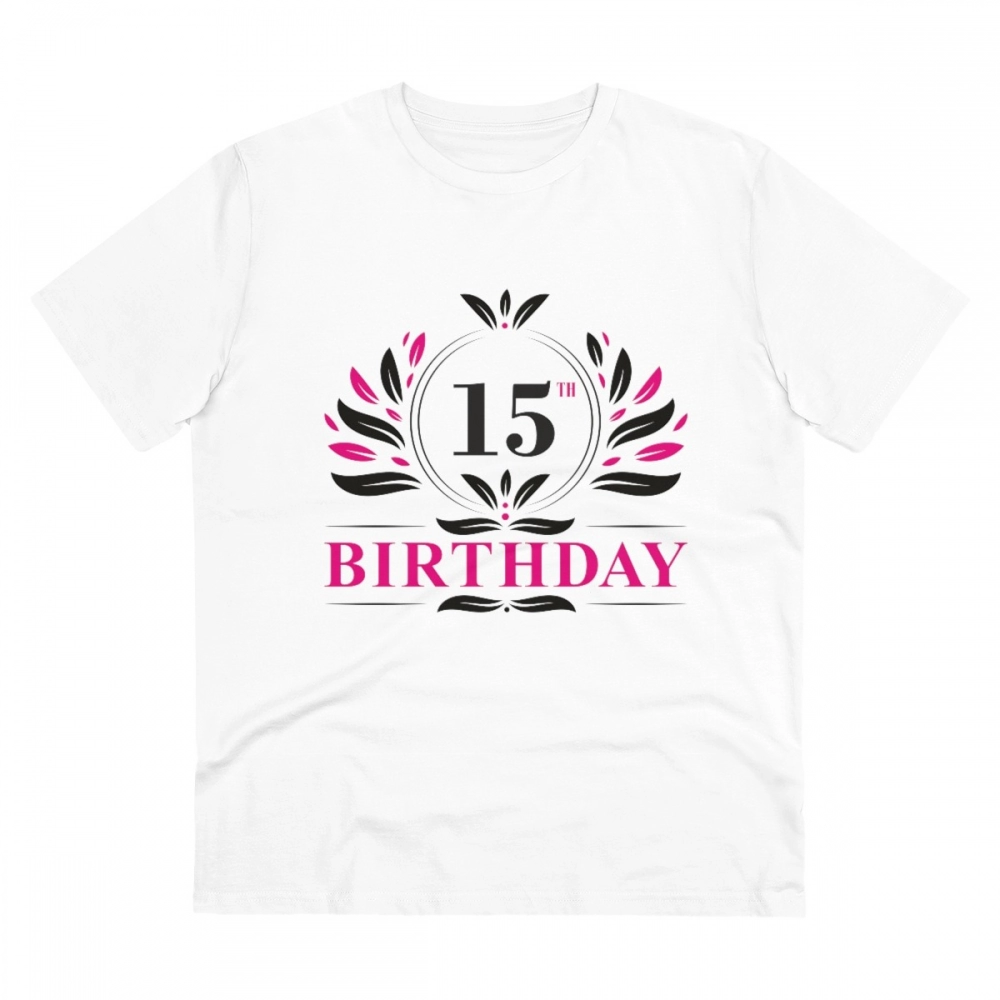 52060913688_1e16846049_o_d-1000x1000-1.webp Generic Men's PC Cotton 15th Birthday Printed T Shirt (Color: White, Thread Count: 180GSM) - Image 1