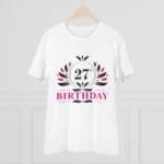 Generic Men's PC Cotton 27th Birthday Printed T Shirt (Color: White, Thread Count: 180GSM) - Image 3